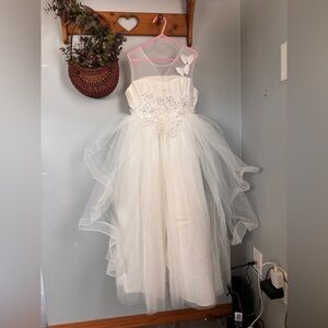 First Communion Dress Girl Flower Girl Floral Lace Dress Size 7/8 Girl White New